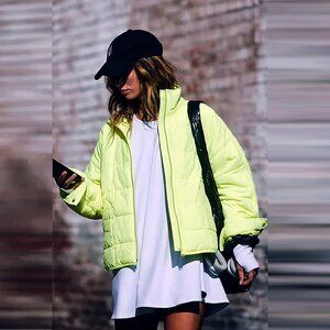 Free People Pippa Packable Neon Yellow Puffer Jacket